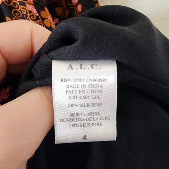 A.L.C. Sacha Long Sleeve Floral Silk Mini Dress 4 - Picture 5 of 6